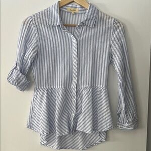 Love Notes Blue and White Striped Top